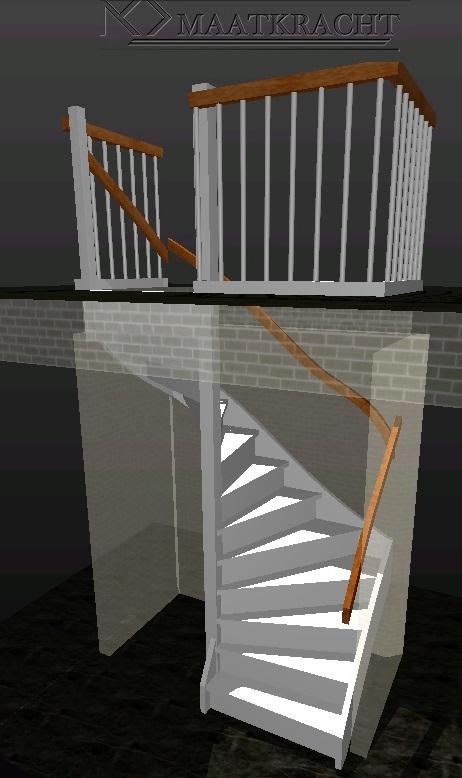 Vuren trap met hekwerk